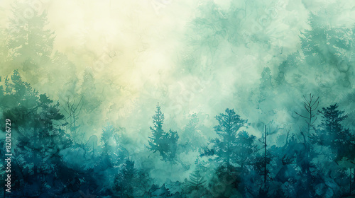 Foggy forest in the morning. Abstract nature background for design © Graphic Dude