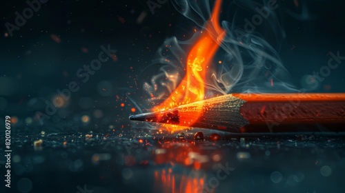 Burning pencil tip, creativity idea and inspiration for your essay, photo