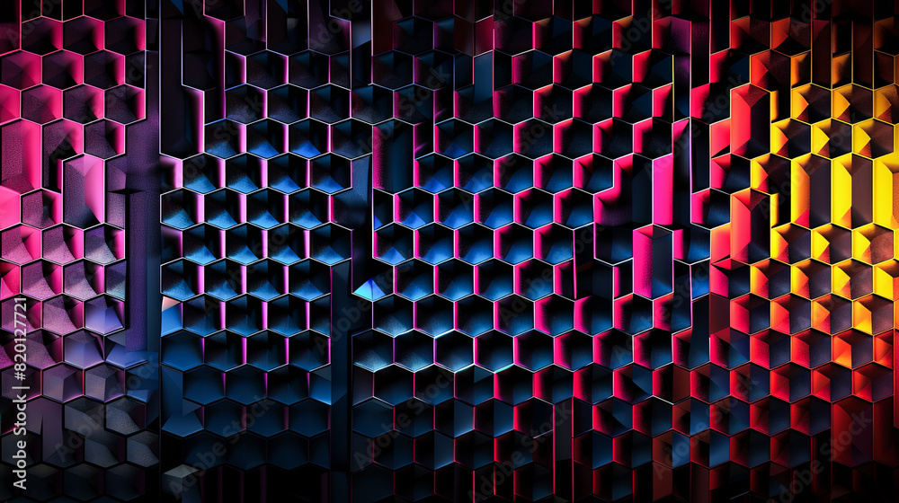 Fototapeta premium Abstract background with hexagons. 3d rendering, 3d illustration.