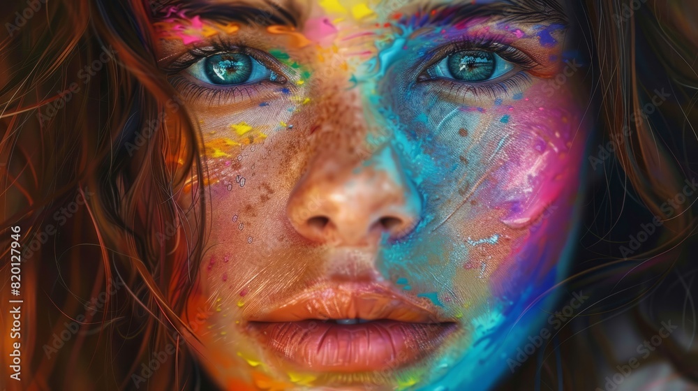 Colorful portrait of a beautiful woman