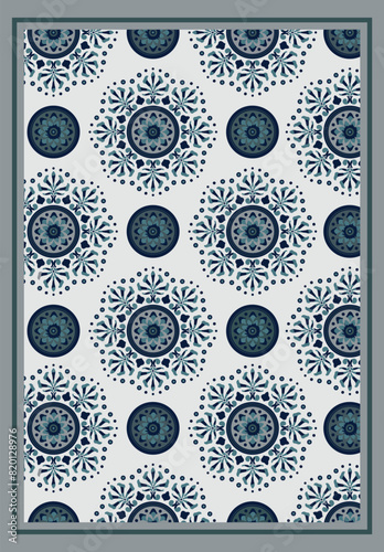 Rectangle carpet pattern islamic and lace motif with frame design