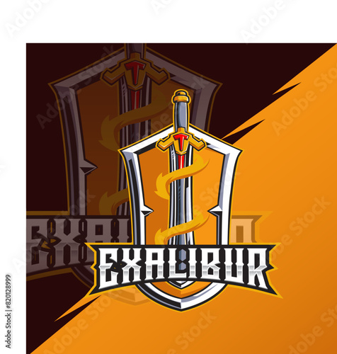 Excalibur sword e sport logo aggressive