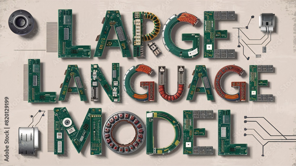 Fototapeta premium Large Language Model Digital Illustration with Circuitry Elements