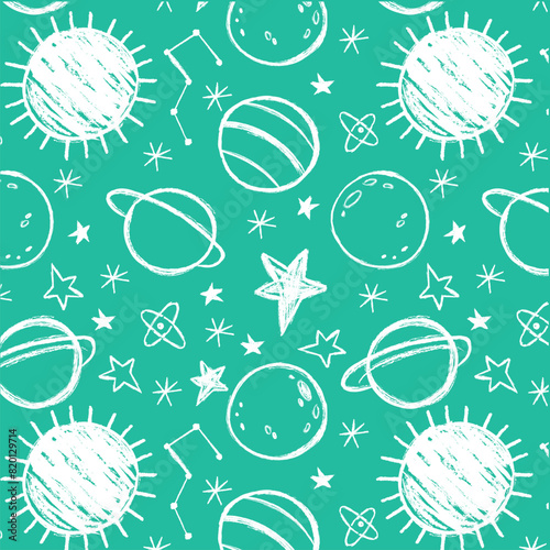Planets and stars space pattern