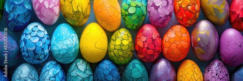 Eggs Easter. Christian Tradition of Collecting Colorful Eggs for Decoration