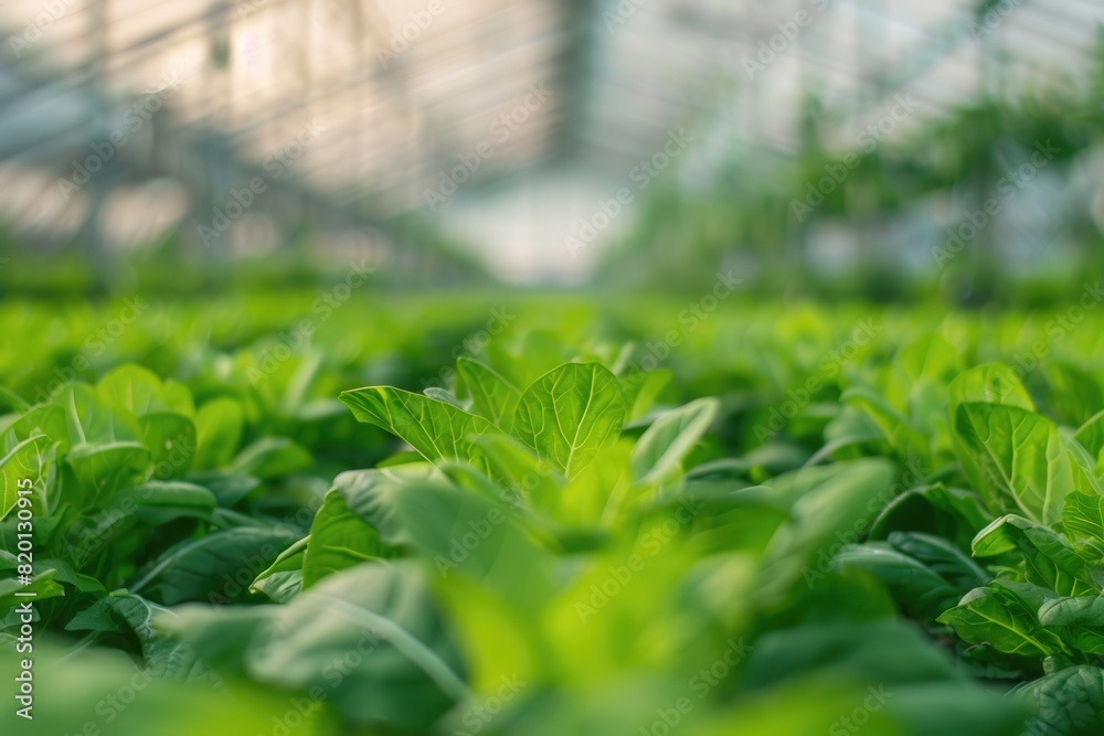 Greenhouse Technology. Modern Organic Agriculture with Green Crops in Rows Greenhouse Technology. Modern Organic Agriculture with Green Crops in Rows