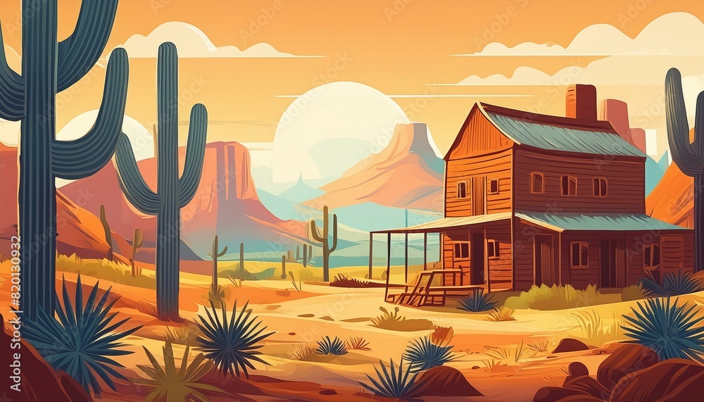 Cartoon wild west scene / background