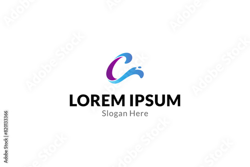 letter c logo with water splash combination in modern vector design style