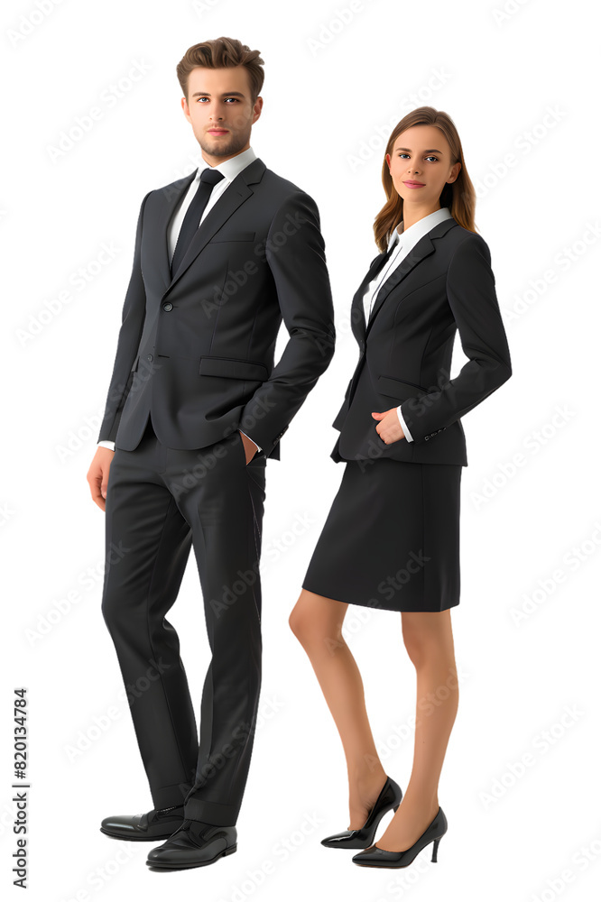 Man and woman wearing suits. Business people isolated on transparent background Man and woman wearing suits. Business people isolated on transparent background