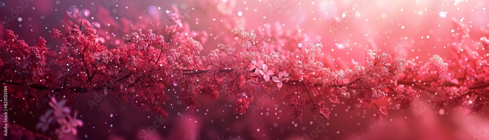 A pink background with a tree branch with pink flowers A pink background with a tree branch with pink flowers