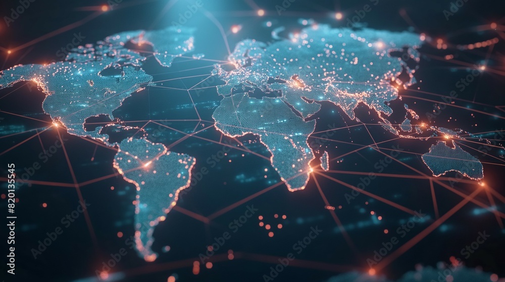 World map global technology, digital information network World map global technology, digital information network