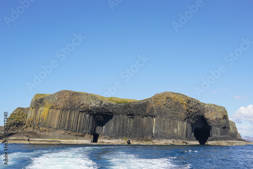 The entrance to Fingal`s Cave on Staffa. Fingal`s Cave is a sea cave on the uninhabited island Staffa in Scotland. 