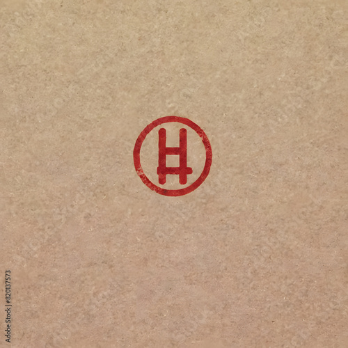 Hospital sign on old paper background. Red mark on brown paper.