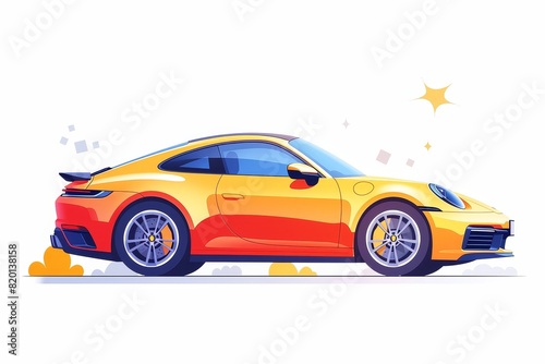Bright red car  cute clipart vector design on a pristine white background  simple and engaging illustration