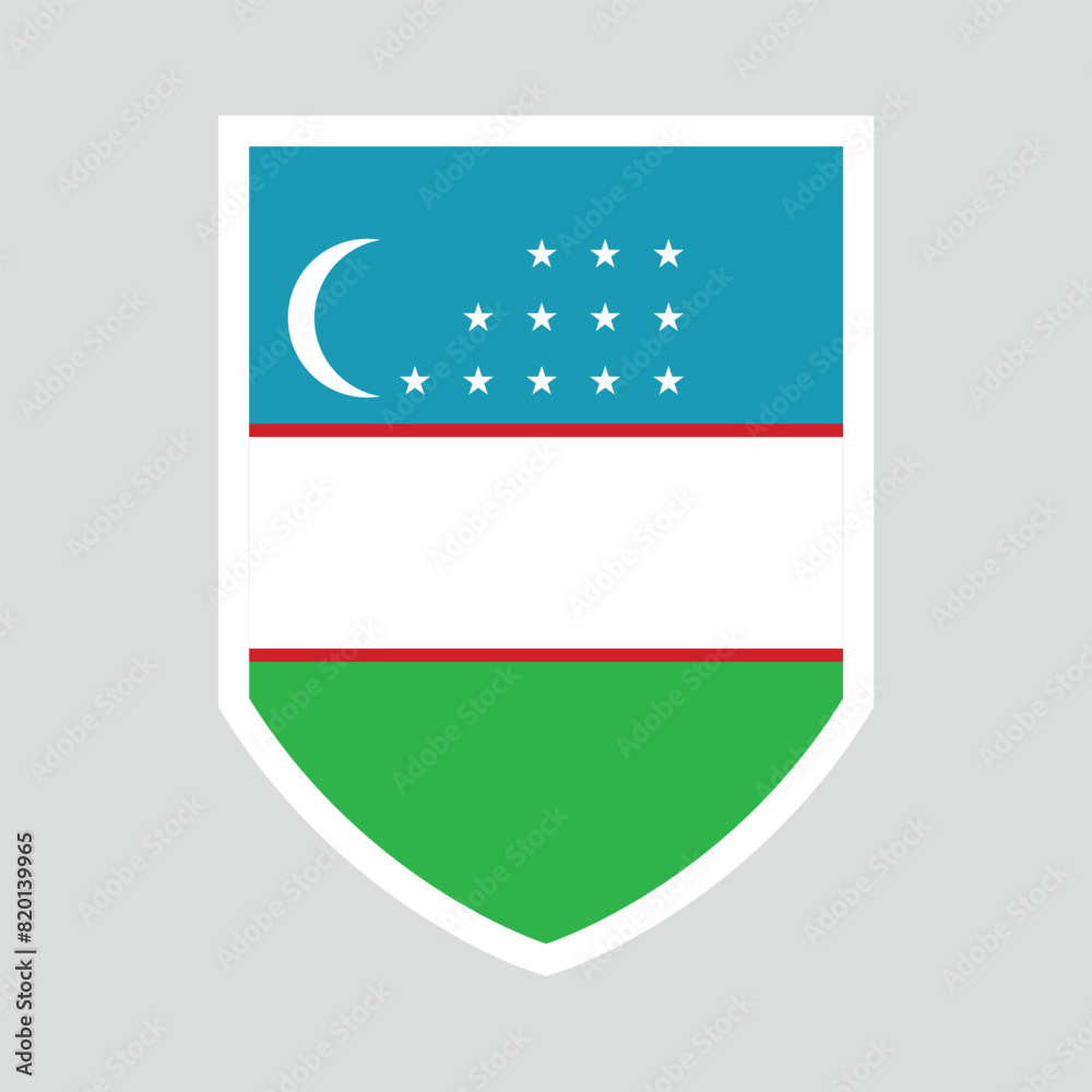Uzbekistan Flag in Shield Shape frame Uzbekistan Flag in Shield Shape frame