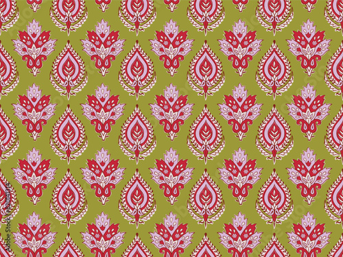 SPRIG FLORAL WITH BLOCK PRINT DETAIL SEAMLESS PATTERN IN EDITABLE VECTOR FILE