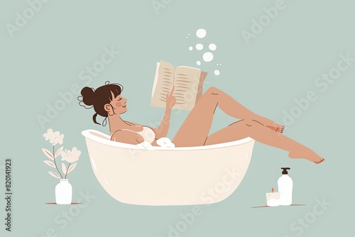 A mother enjoying a solo moment of self-care, taking a bath photo