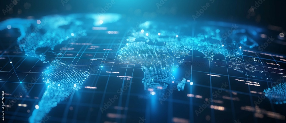 World map global technology, digital information network World map global technology, digital information network