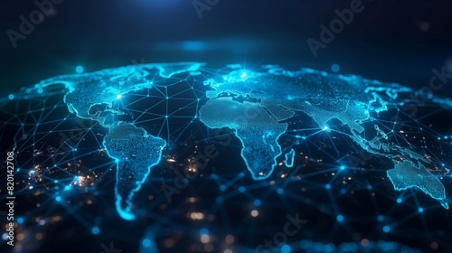 World map global technology, digital information network