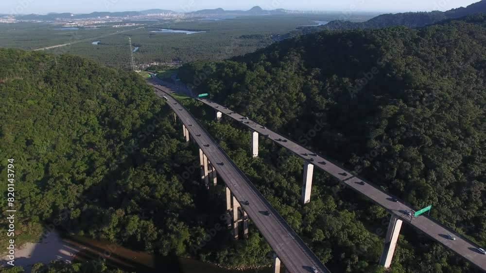 Aerial view of Imigrantes Highway (SP-160) - Cubatão, São Paulo, Brazil Aerial view of Imigrantes Highway (SP-160) - Cubatão, São Paulo, Brazil