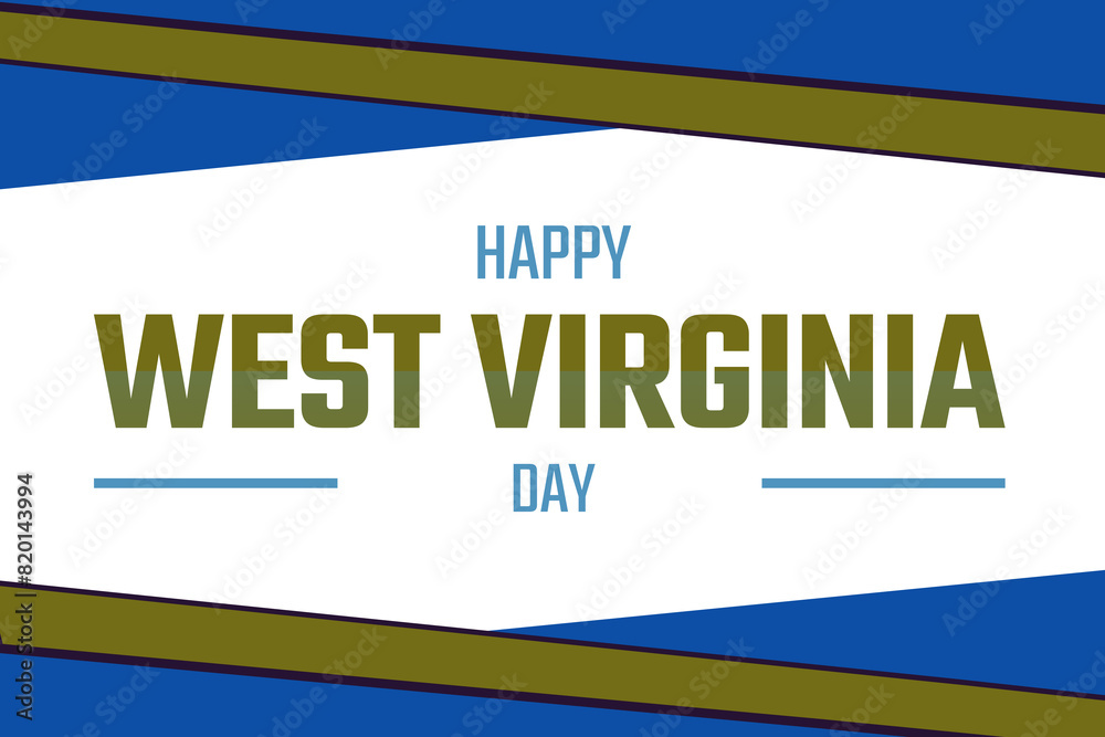 Naklejka premium Greeting from west virginia vintage background illustration. modern template design with green and blue Typography on the white backdrop