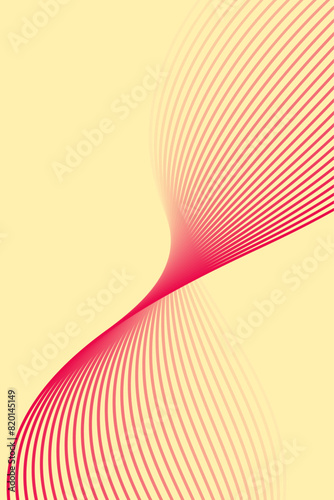 Abstract background with waves for banner. Standart poster size. Vector background with lines. Element for design isolated on yellow. Red and yellow gradient. Brochure, booklet. Summer, spring