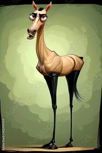 Simple yet elegant vector horse, flat design approach, basic shapes and a uniform brown background, modern vector art