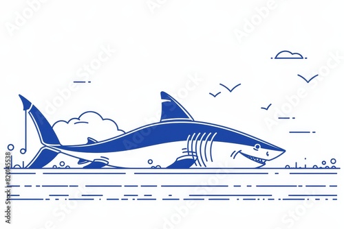 Cartoon shark, colorful and simplistic, with a whimsical expression, stylized for a fun educational poster