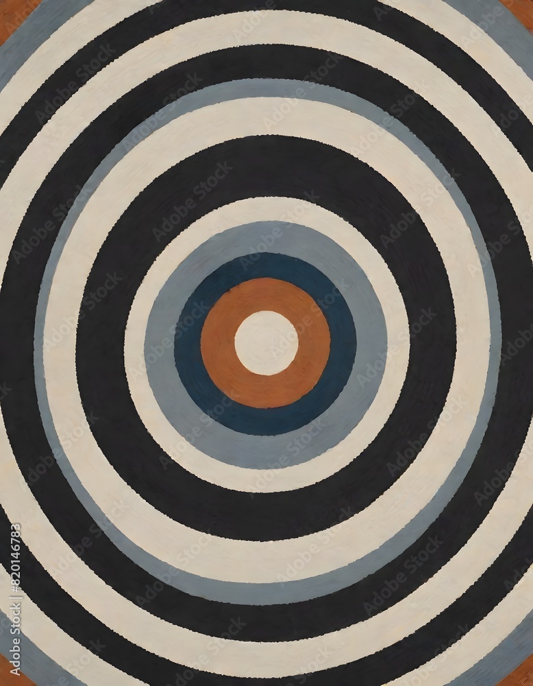 Abstract circular geometric pattern with concentric rings in various colors including red, blue, orange, and black on a light background, Generative AI. Abstract circular geometric pattern with concentric rings in various colors including red, blue, orange, and black on a light background, Generative AI.