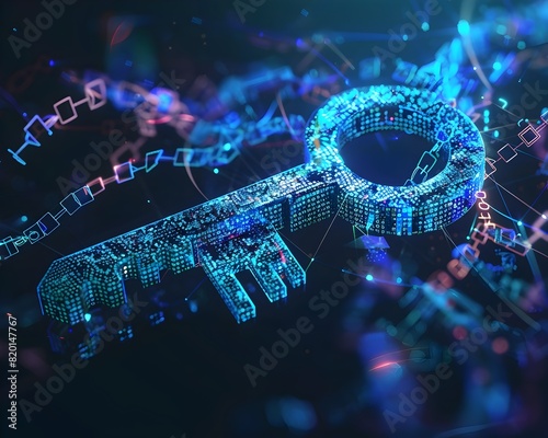 Asymmetric Encryption Visualized with Digital Keys and Secure Data Streams