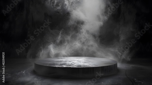Empety Podium black dark smoke background product