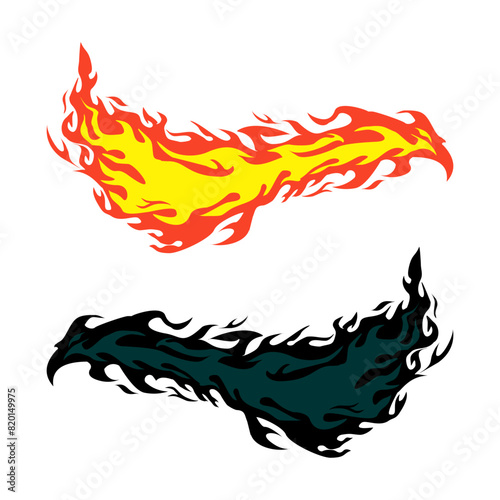 Red fire and black fire vector