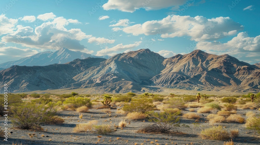 Obraz premium The desert has beautiful mountains and beautiful trees.