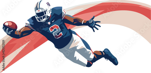 American football player in action. Vector illustration of a football player.