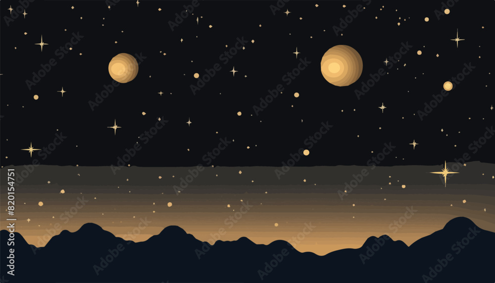Night sky with moon and stars. Vector illustration. Eps 10.