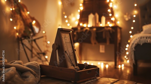 Vintage metronome in a cozy room