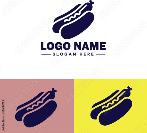 hot dog icon Frankfurter Wiener Sausage flat logo sign symbol editable vector