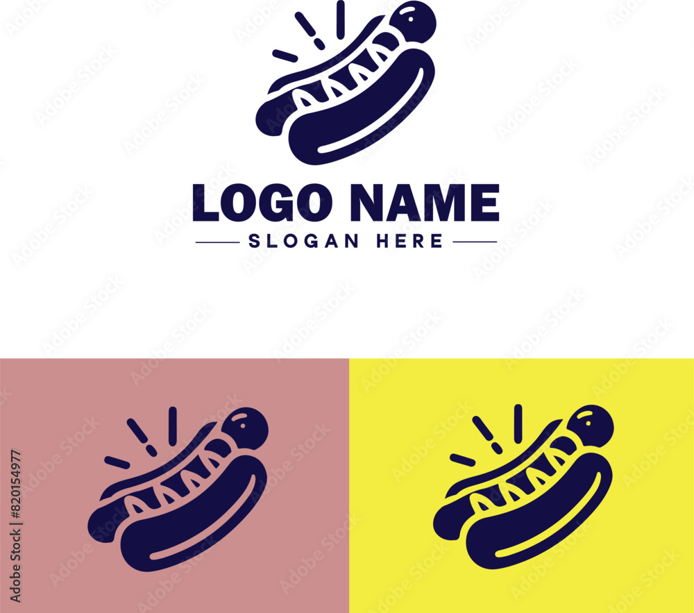 hot dog icon Frankfurter Wiener Sausage flat logo sign symbol editable vector