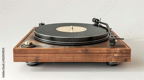 Vintage turntable with classic design against a white backdrop.