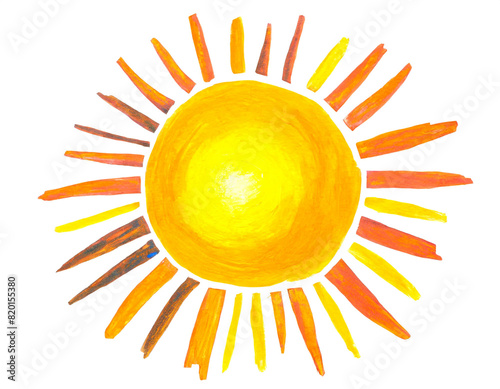 Sonne gemalt isoliert auf weißen Hintergrund, Freisteller  photo
