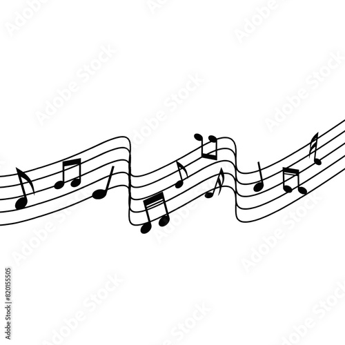 Music notes, song, melody or tune flat vector icon. Musical wave. Musical key signs, music festival