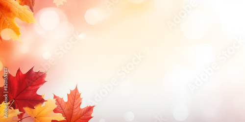 Maple Leaves in Soft focus red orange colour seasonal beauty on lighted background 