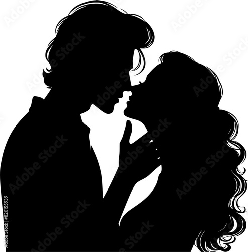 Silhouette of a couple in love