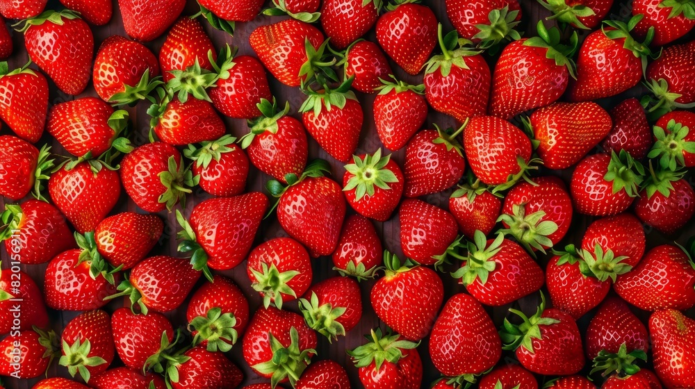 Fresh Assortment of Strawberries in a Captivating Top-View Shot Fresh Assortment of Strawberries in a Captivating Top-View Shot
