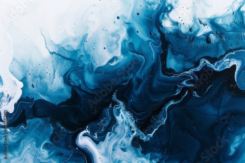 Blue black and white watercolor paint background 