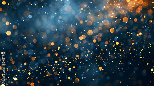 Dark blue and gold particle abstract background