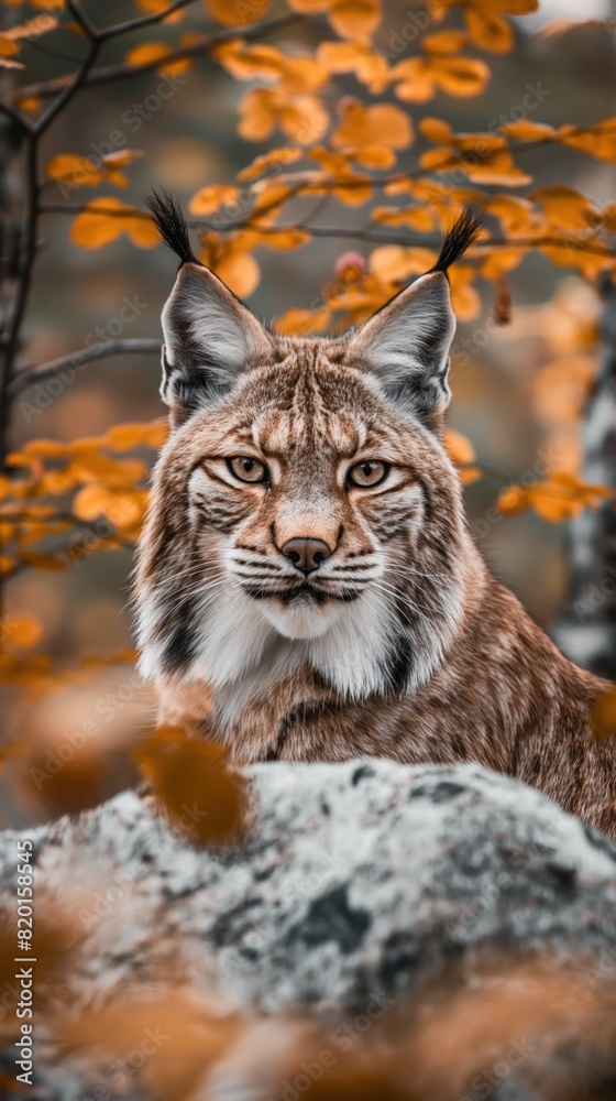 Obraz premium Close-up of a cat standing near a tree in a natural environment
