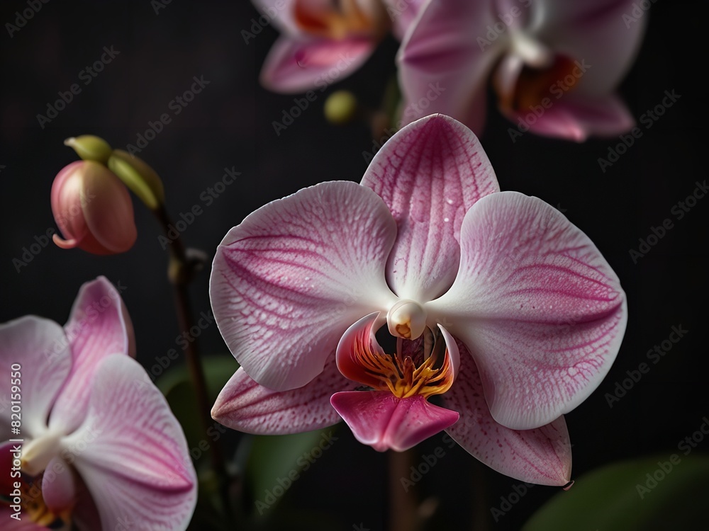 pink orchid on black background pink orchid on black background