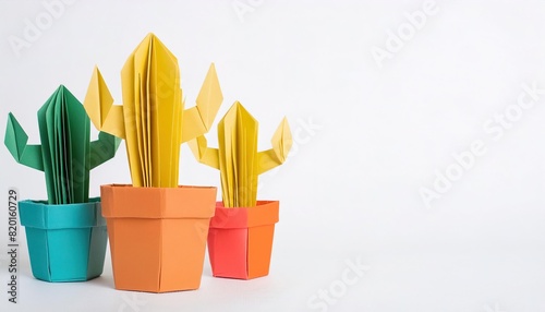 wildlife and nature  southwest America concept paper origami isolated on white background of a saguaro cactus - Carnegiea gigantea - with copy space  simple starter craft for kids
