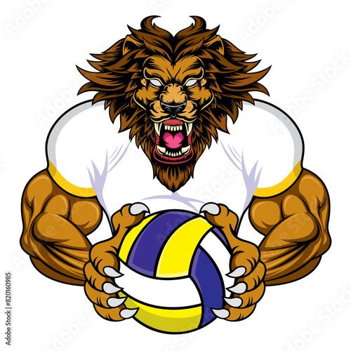 volleyball mascot lion vector illustration design photo